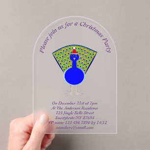 Invitaciones Acrílicas Funny Navidades Peacock Personalizado