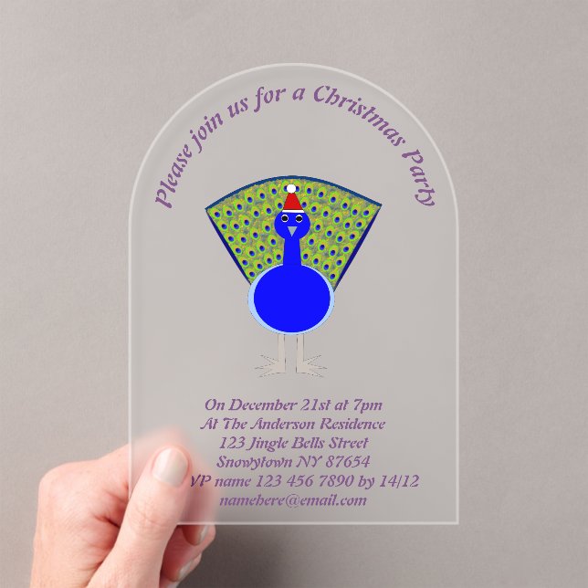Invitaciones Acrílicas Funny Navidades Peacock Personalizado (Insitu (portátil))