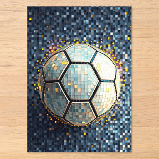 Invitaciones Acrílicas Fútbol Mosaico Azul Arte Abstracto Copa Mundial 20