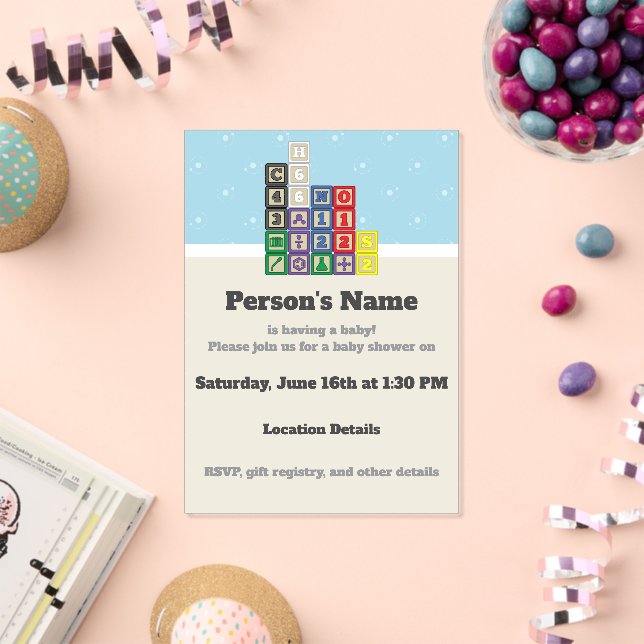 Invitaciones Acrílicas Futuro Cumpleaños de Bloques de Químico (Insitu (Celebración))