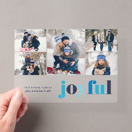 Invitaciones Acrílicas Galería de 5 Fotos Navidad "Alegre" Azul de Invier