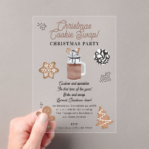 Invitaciones Acrílicas Galletas de Navidad Horneado Navideño Intercambio 
