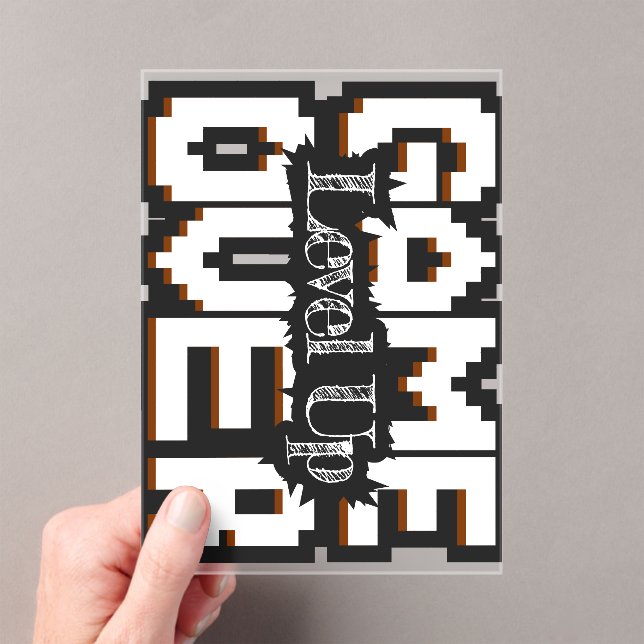 Invitaciones Acrílicas Game Over, Level Up: Pixelated Retro Game World (Insitu (portátil))