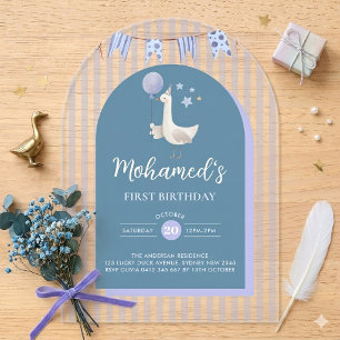 Invitaciones Acrílicas Ganso Tonto Azul Acrílico Cumpleaños Personalizado
