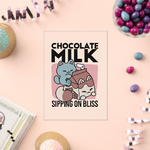 Invitaciones Acrílicas Gato de Leche Chocolate Kawaii – Bebida Acogedora