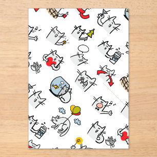 Invitaciones Acrílicas Gatos divertidos, leche y magia.