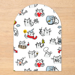 Invitaciones Acrílicas Gatos divertidos, leche y magia.