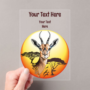 Invitaciones Acrílicas Gazelle Animal salvaje Antelope africano
