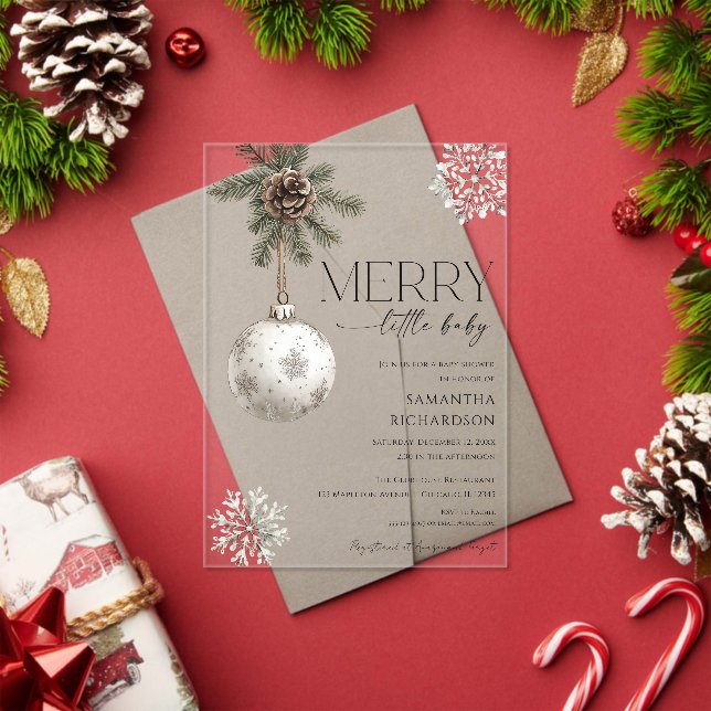 Invitaciones Acrílicas Gender neutral simple rustic winter baby shower (Insitu (Vacaciones))
