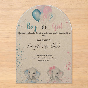 INVITACIONES ACRÍLICAS GENDER REVEAL