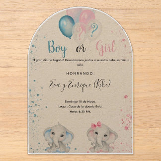 INVITACIONES ACRÍLICAS GENDER REVEAL