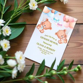 Invitaciones Acrílicas Género de color de agua azul rosado cúter revelar 