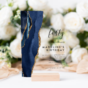 Invitaciones Acrílicas Geode 40 cumpleaños de la Agencia de Oro de la Mar