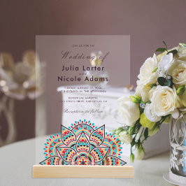 Invitaciones Acrílicas Geometric Glittering Metallic Luxury Wedding