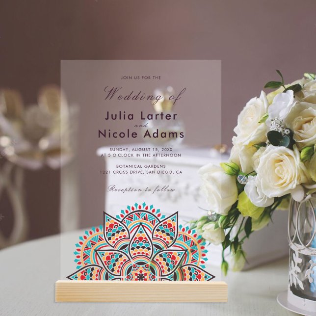 Invitaciones Acrílicas Geometric Glittering Metallic Luxury Wedding (Subido por el creador)