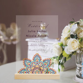 Invitaciones Acrílicas Geometric Glittering Metallic Luxury Wedding