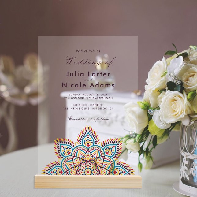 Invitaciones Acrílicas Geometric Glittering Metallic Luxury Wedding (Subido por el creador)