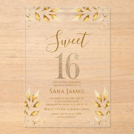 Invitaciones Acrílicas Gilded Majesty Sweet 16 Acrylic Invitation