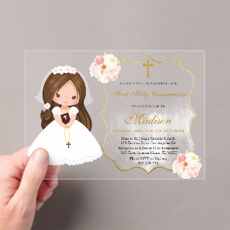 Invitaciones Acrílicas Gir First Holy Communion Acrylic invitation