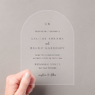 Invitaciones Acrílicas Giselle Classic Monograma Elegante Boda