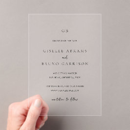 Invitaciones Acrílicas Giselle Monogram Elegant Wedding Save the Date