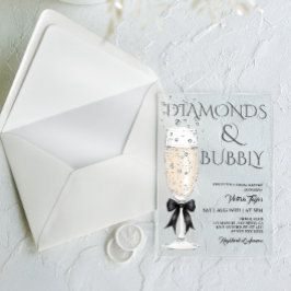 Invitaciones Acrílicas Glass de Champagne Elegant Bow Bridal Shower