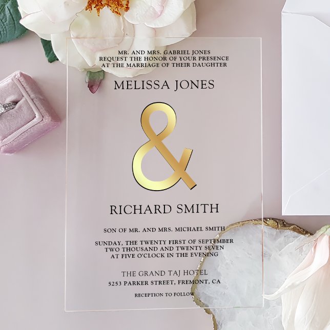 Invitaciones Acrílicas Gold Ampersand Wedding (Subido por el creador)