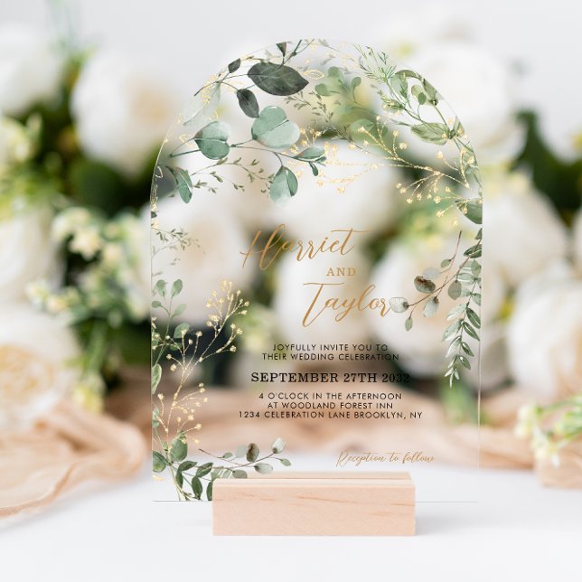 Invitaciones Acrílicas Gold and Greenery Eucalyptus Wedding Arch (Subido por el creador)