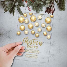 Invitaciones Acrílicas Gold and White Christmas Tree Ornaments