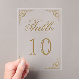 Invitaciones Acrílicas Gold Ornate Wedding Acrylic Table Number