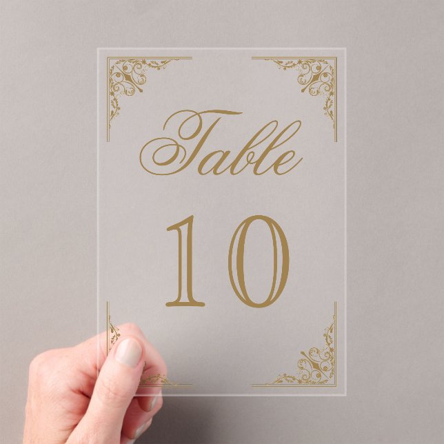 Invitaciones Acrílicas Gold Ornate Wedding Acrylic Table Number (Insitu (portátil))