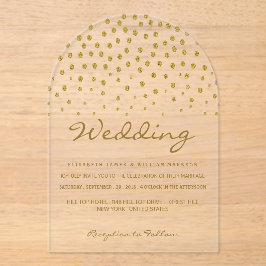 Invitaciones Acrílicas Gold Polka Dot - White & Gold - Wedding