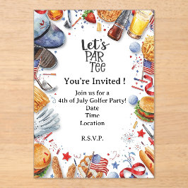 Invitaciones Acrílicas GOLF  4 de julio   Fiesta del golfista del Día de 