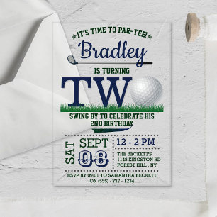 Invitaciones Acrílicas Golf PAR-TEE 2º cumpleaños