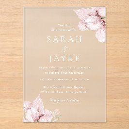 Invitaciones Acrílicas Gorgeous Blush Flower Petals Elegant Wedding