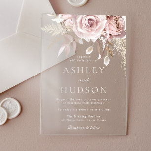 Invitaciones Acrílicas Gorgoous Dusty Rosa y Boda de Rubor