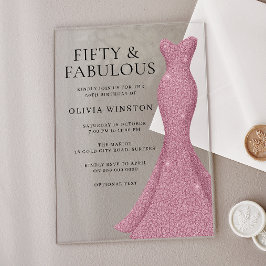 Invitaciones Acrílicas Gorgoous Gown Cincuenta y Fabuloso cumpleaños 50