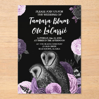 Invitaciones Acrílicas Gothic Owls Wedding