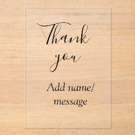 Invitaciones Acrílicas Gracias añadir nombre mensaje caligrafía simple el
