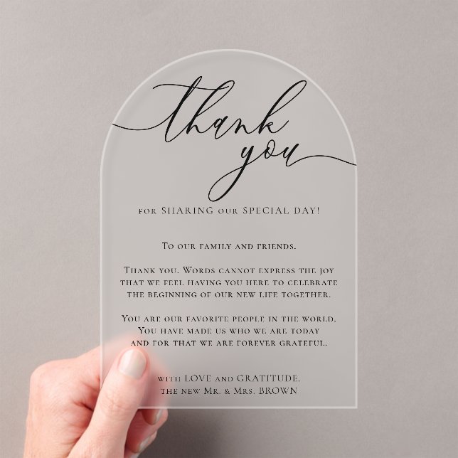 Invitaciones Acrílicas Gracias Boda moderna (Insitu (portátil))