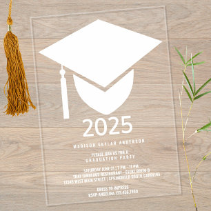 Invitaciones Acrílicas Grad 2025 Partido de Graduación de Cabo Blanco For