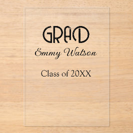 Invitaciones Acrílicas Grad bold letter graduation name class of 20XX sim