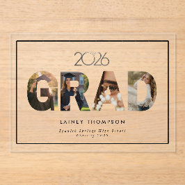 Invitaciones Acrílicas GRAD Tipografía Acrílica 4 Imagen Graduación 