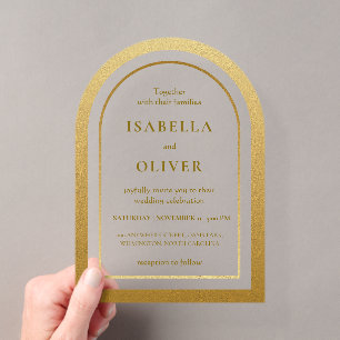 Invitaciones Acrílicas Gradiente marrón dorado elegante boda