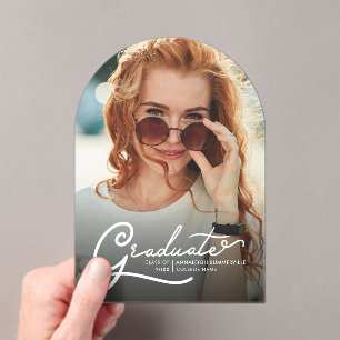 Invitaciones Acrílicas Graduación 2026 Fiesta de Graduado con Letra Moder