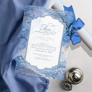 Invitaciones Acrílicas Graduación Chinoiserie de inspiración porcelana ID
