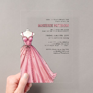 Invitaciones Acrílicas Graduación de diseñador de moda de la escuela de m