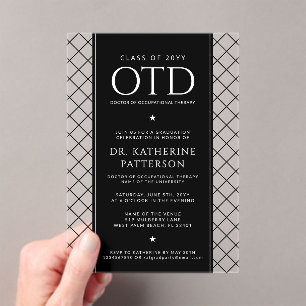 Invitaciones Acrílicas Graduación de Doctor en Terapia Ocupacional OTD