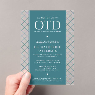Invitaciones Acrílicas Graduación de Doctor en Terapia Ocupacional OTD