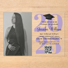 Invitaciones Acrílicas graduación de foto 2025 fiesta qr código de escrit